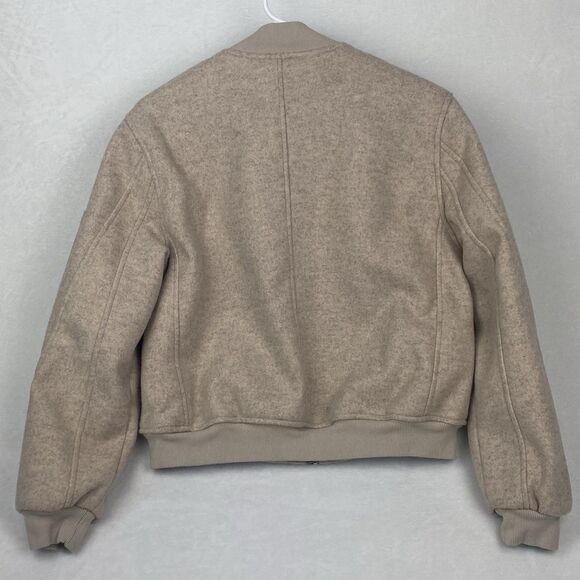 Blanknyc Heaven Sent Bomber Jacket Womens Small Beige Full Zip Pockets - Picture 2 of 10